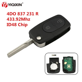 YIQIXIN 3 butoane Cheie de la Distanță 433Mhz Intrare fără cheie Fob ID48 Transponder Pentru Audi A2 A3 A4 A6 A8 TT Modele Vechi 4D0 837 231 K