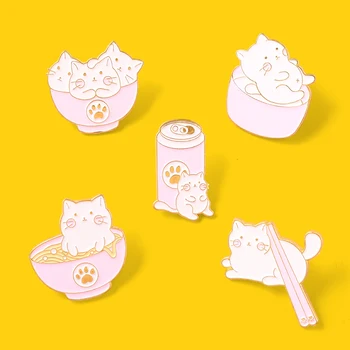 Desene animate Pisicutele Email Pinii Pot Castron Bețigașele Aliaj Metalic Broșe Ace de Rever Accesorii Rucsac Cadou pentru un Prieten Iubitor de Pisici