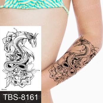tatuaj temporar dragon phoenix flori de animale henna neagră întinde modele de tatuaje impermeabile bratul umăr tatuaj pe încheietura mâinii