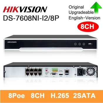 Hikvision NVR DS-7608NI-I2/8P 4K Recorder Video de Rețea 8CH 2SATA 8 Port PoE H. 265 Plug and Play nvr hikvision pentru CCTV Original
