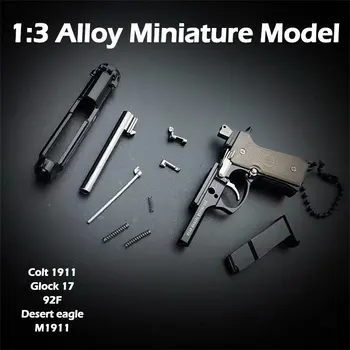1 BUC Nou Anti-stres Jucării Metal Pistol Breloc Model în Miniatură 1:3 Beretta 92F Colt 1911 Glock 17 de Ziua de nastere Cadouri Pentru Bărbați