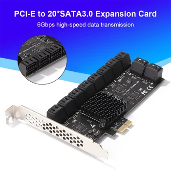 SA3120J Adaptor PCIE 20 De Port 6Gbps PCI-Express X1 la SATA 3.0 Controler de Carduri 20 De Port PCIE Card de Expansiune PCIe