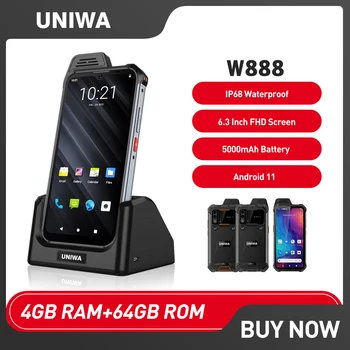 UNIWA W888 Walkie Talkie ASV 4G Smartphone IP68 rezistent la apa 4GB 64GB Telefon Mobil Andriod 11 6.3 inch 5000mAh NFC Mobil