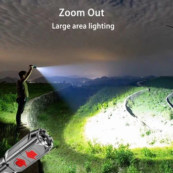 USB Led Lanterna Super-Luminos cu Zoom USB Reîncărcabilă T6 Tactice Lanterna pentru Camping, Pescuit, Drumeții în aer liber Vânătoare