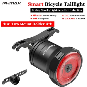 PHMAX Biciclete Inteligent de Frânare Auto Senzor de Lumină Aliaj de Aluminiu Biciclete Coada Lumina de Avertizare de Siguranță Ciclism MTB Stop