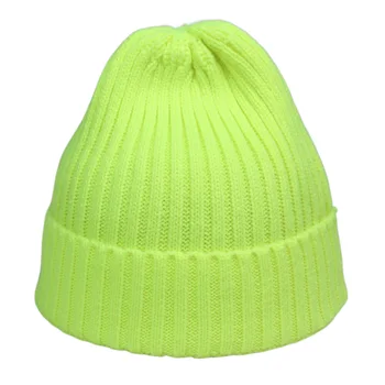 Luminoase Simplu Knit Beanie de Iarnă Pălării pentru Femei Blank Crosetat cu Dungi Chelioși Capac Neon Galben Roz Gri-Alb