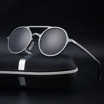 Barbati din Aluminiu Magneziu Polarizat ochelari de Soare Retro Cadru Rotund Ochelari de Conducere Oglindă Pescuit Atunci, Ochelari de Oculos De Sol