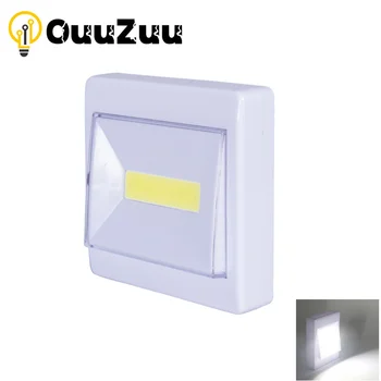 Mini COB LED Lumini de Noapte Lampa de Tabără AAA Baterie de Perete de Lumină Operat cu Comutator Bandă Magic pentru Cabinet Garaj, Coridor Magnetic
