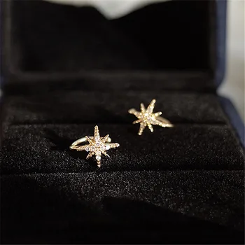 Argint 925 Ear Cuff Pentru Femei Fermecătoare Zircon Clip Pe Cercei de Aur earcuff Fără Piercing stele Cercei Bijuterii