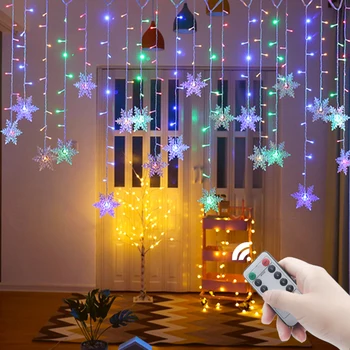 Ghirlandă Perdea Lumini de Crăciun Șir Led Lumini de Basm 3,5 M 220V/110V în aer liber Pentru Camera Petrecere de Vacanță 2022 Decor de Anul Nou