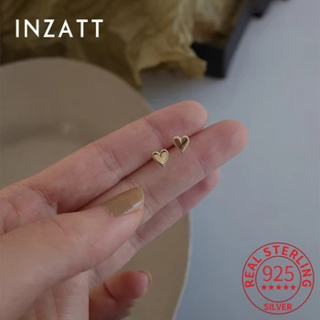 INZATT Real Argint 925 Inima Stud Aur 14K Cercei Pentru Femei Minimalist Cute Fine Bijuterii Accesorii Picătură de transport maritim