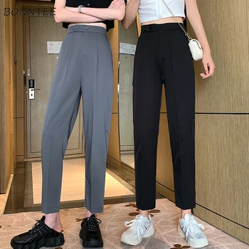 Pantaloni Femei Solide Direct All-meci Moda Casual coreeană Stil Minimalist Feminin Harajuku Chic Design Confortabil de Bază Tânără