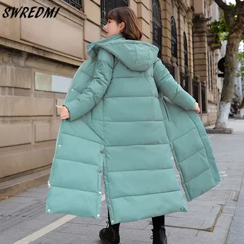 SWREDMI X-Long pentru Femei Haine de Cald Îngroșa Bumbac Căptușit Jachete Pentru Fete de Iarna High Street Zăpadă Purta Parka Supradimensionate S-3XL