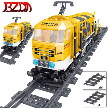 BZDA Jucării high-tech Seria de Tren Alimentat de la Baterie Tren Electric Blocuri Oraș de transport de Marfă de Marfă Cu Piese Model cadouri