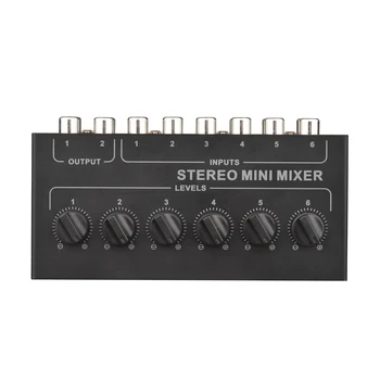 Mini Stereo 6 Channel Mixer Pasiv RCA Portable Mixer Audio 6 La 2 Stereo Distribuitor de Control al Volumului Nu sunt Necesare Baterii
