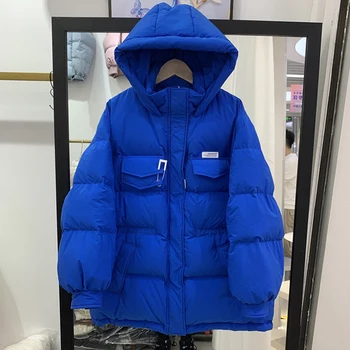 Klein albastru doamnelor jacheta de iarna jacheta 2021 stil nou în jos bumbac plus dimensiune talie sacou din bumbac jacheta femei, paltoane și Solid