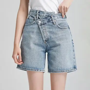 Asimetrice de înaltă talie femei pantaloni scurti din denim de moda wild summer lady denim pantaloni scurți