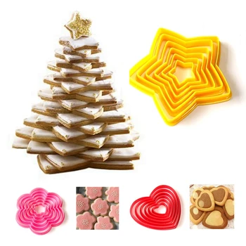 Pomul de Crăciun 3D Cookie Mucegai Star Forma de Inima Prune Tăietor de Biscuiti Mucegai Fondant Tort de Decorare Mucegai Bucătărie de Copt Instrumente DIY