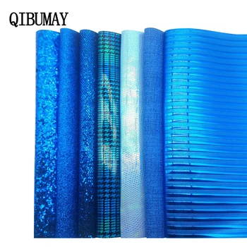 QIBU PU Piele Material textil Albastru cu Sclipici Strălucitor Faux din Piele Accesorii de Par DIY arc Materiale Saci Manual Decor Acasă Tesatura