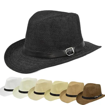 Jazz Stil Britanic Pălărie Femei Bărbați Pălării Casual Negru Plajă De Vară Soarele Capac În Aer Liber Palarie De Soare Cret Pălării De Paie Pentru Barbati