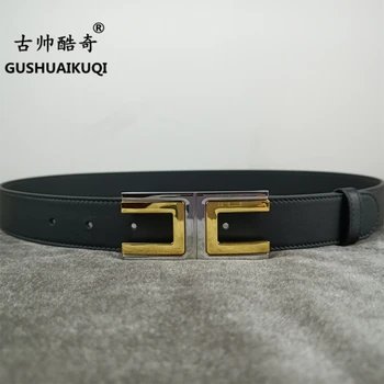 2022 bărbați și femei largă buckle3.0cm Gu Shuai nou design pentru bărbați și femei curea de înaltă calitate piele de vacă din piele față-verso fr