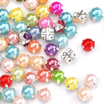 Approxs 100buc 5MM de Plastic Colorate Perle lucrate Manual, Haine Rochie de Saci de Decor Cu Metal de Bază de Cusut articole de Îmbrăcăminte Accesorii
