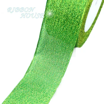 (25 metri/rola) 40mm Verde Metalic Sclipici Panglică Colorat cadou pachet panglici en-gros
