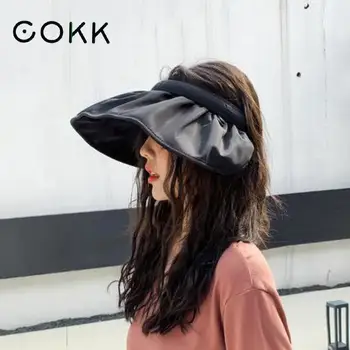 COKK Pălării de Vară Pentru Femei Goale de Sus Shell Forma de Palarie de Soare Moda coreeană Parasolar protecție Solară de Protecție solară Plajă Palarie Doamnelor Pălării