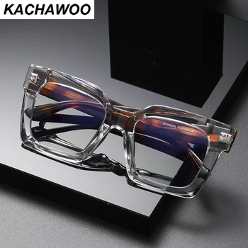 Kachawoo mare cadru pătrat ochelari de lumină albastră de blocare masculin feminin TR90 acetat de grosime rama de ochelari retro stil leopard negru