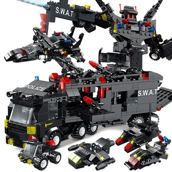 inglys de Poliție Robot Mini Cifre Cărămizi Set 8IN3 SWAT Secția de Poliție Oraș Blocuri de Constructii pentru Copii Masina Camion Pentru Baieti Cadouri