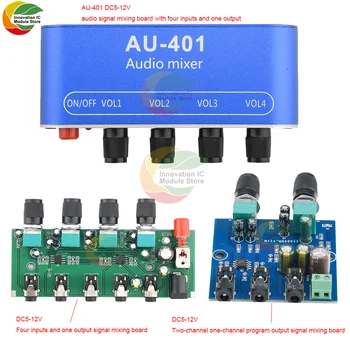 AU-401 DC5-12V două canale cu patru canale de intrare mono stereo ieșire semnal audio mixer placa de control DIY difuzor amplificator