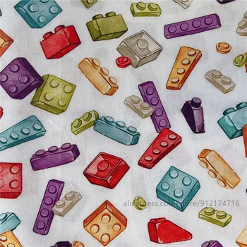 Desene animate toy blocuri Tesatura de Bumbac pentru Tesut Copii Home Textile de Cusut Haine Papusa Rochie de Ziua de naștere