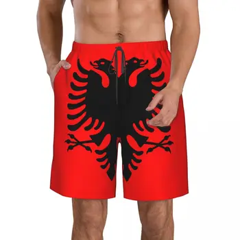 Bărbați Albania Flag Fanii albanezi pe Plajă Pantaloni Scurți Surfing M-2XL Poliester Costume de baie de Funcționare