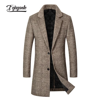 FOJAGANTO de Iarnă Brand Plaid Wool Blend Coat Bărbați Bărbați de Înaltă Calitate de Moda de Lux, Haine de Lână Lungi Casual Lana Palton Masculin