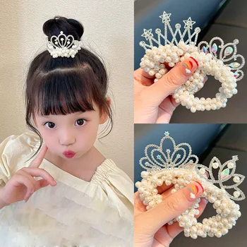 1BUC Noua Moda Pearl Crown Princess Copii Drăguț Elastic Benzile de Păr pentru Copii Legături de Păr Fete Accesorii de Par Copil Pălării