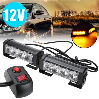 1 Pereche de 12V 4W Auto Camion de Urgență de Avertizare Pericol LED Galben Strobe Grill Bar Lumina de Chihlimbar Semnal de Urgență Lumini Flash