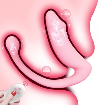 2-cu motor Vagin Vibrator Clitoridian Stimulator Penis artificial Masturbari sex Feminin Moale Stick Anus Dilatatoare Anal Plug Jucarii Sexuale pentru Femei 18
