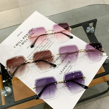 2022 Moda fără ramă Gradient de ochelari de Soare pentru Femei Brand de Lux Designer de Ochelari de Soare Ocean de Apă Taie Lentile Ochelari de vedere Femei UV400