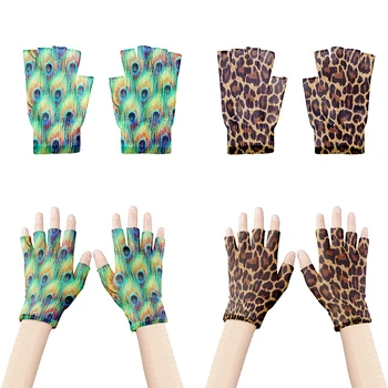 Noutatea 3D Imprimate Mănuși de Degete de Moda Unisex Ecran Tactil Tricotate Jumătate Degetul Mănuși de Femei Expuse Deget Mănuși