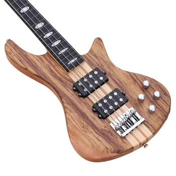 Zebra din lemn cu 4 corzi chitara bass gât prin active bass solid okoumé lemn fretless bass guitar