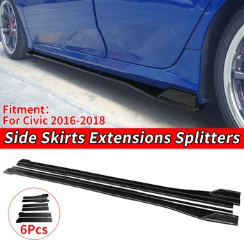 6pcs accesorii Auto Partea de Fusta Prelungire Repartitoare Corpul Șorț de Buze Splitter Aripioară Pentru 2016-2018 Civic