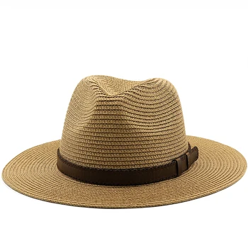 Simplu Părinte-copil Pălării Panama Lady Plaja hat Femei Largă Pălărie de Paie Om de Soarele de Vară Cap o Pălărie Fedora 54cm 56-58cm 59-61cm