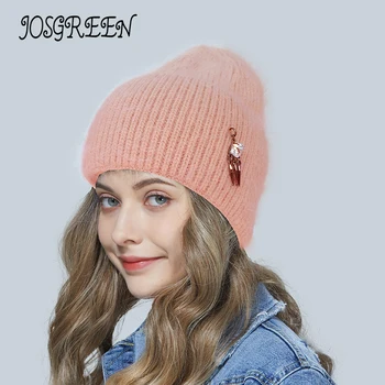 JOSGREEN Păr de Iepure Cald și rafinat pandantiv mic Decor Multifuncțional de moda pentru femei de tricotat pălărie