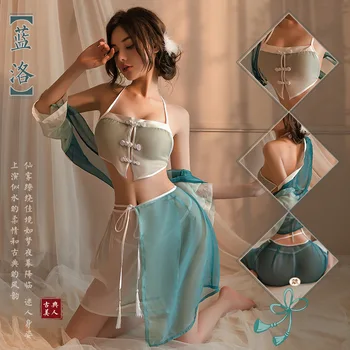 Clasice De Imprimare Femei Chineză Tradițională Lenjerie Sexy Sifon Vedea Prin Anime Hanfu Cosplay Costum Costum De Dantela Tempatation