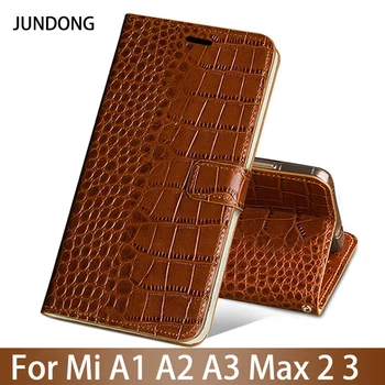 Flip Caz de Telefon Pentru Xiaomi Mi A1 A2 Lite A3 Lite Pentru Max 2 3 se Amestecă 2s 3 Poco F1 Y3 Caz Textura de Crocodil din Piele, Catarama Capac
