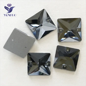 YANRUO 3240 Toate Dimensiunile Diamant Negru Spate Plat Cristal Coase Pe Pietre Stras Pătrat de Cusut Liber Strass