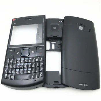 Locuințe complet coajă de telefon Mobil Pentru Nokia X2-01 X201 Frontal + Rama Mijloc +capac Baterie Si Tastatura engleză