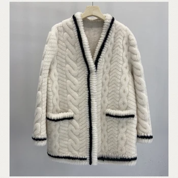 Femei, Haine De Lână Lungă, 100% Bumbac Plus Dimensiune Palton 2022 Moda De Iarnă Liber De Cașmir Îmbrăcăminte Exterioară Groasă Și Caldă H924