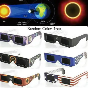 1BUC Hârtie Eclipsa de soare Ochelari de Culoare Aleatorii de Observare Totale Solare Ochelarii 3D în aer liber Eclipse Anti-uv Pahare de Vizualizare