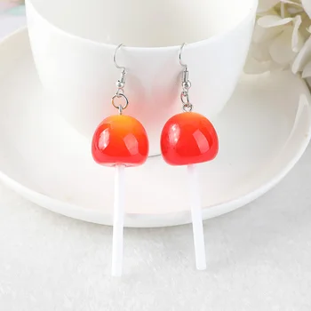 1Pair Drăguț Cherry Picătură Cercei 3D Fructe de Plastic Bomboane Lollipop Cercel Unice de Bijuterii Cadouri Pentru Femei
